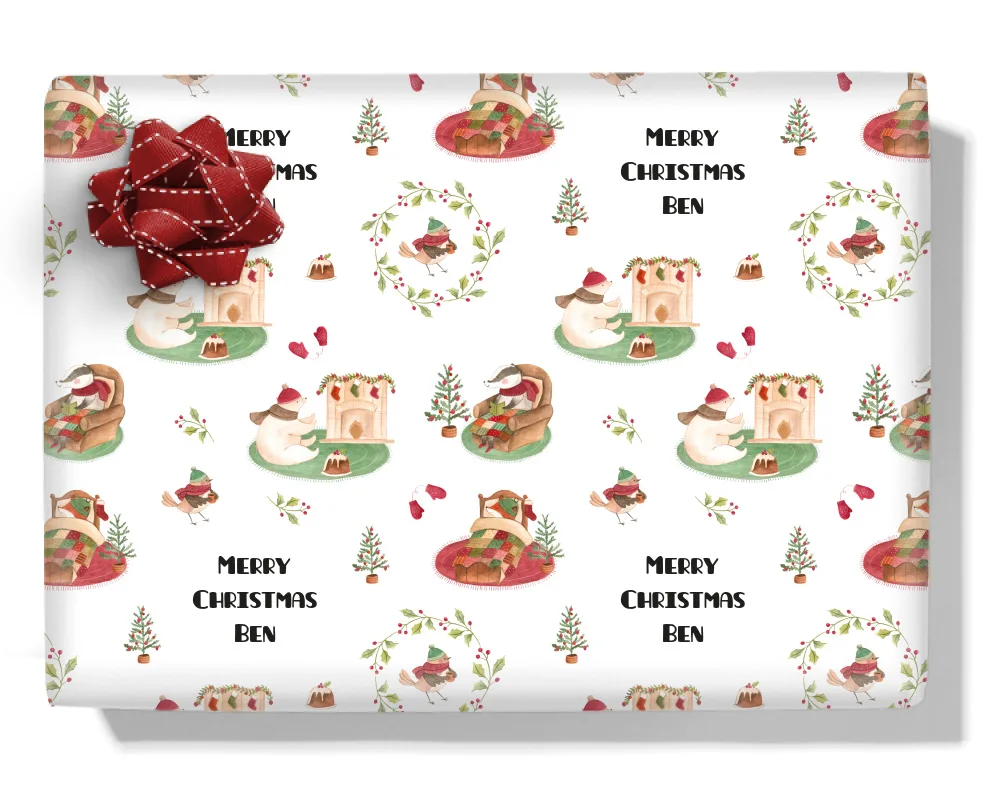Woodland Christmas Personalised Wrapping Paper