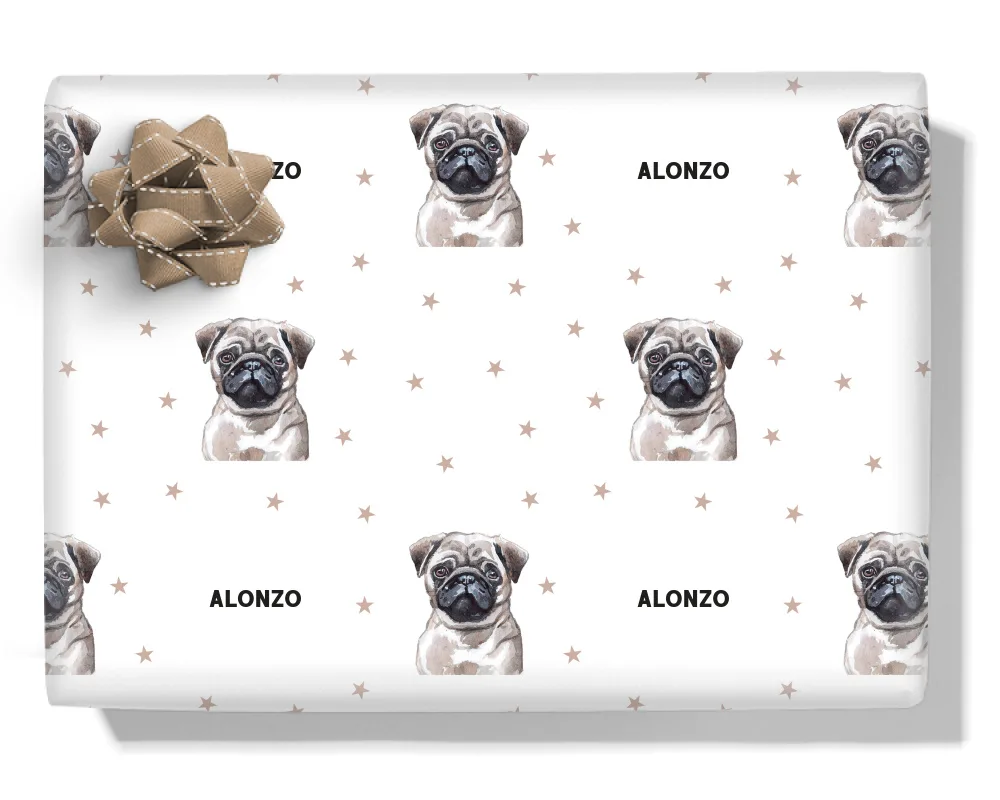 Pug Personalised Wrapping Paper