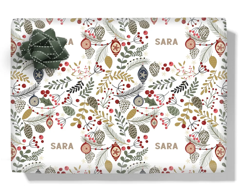 Holly & Pine Personalised Wrapping Paper
