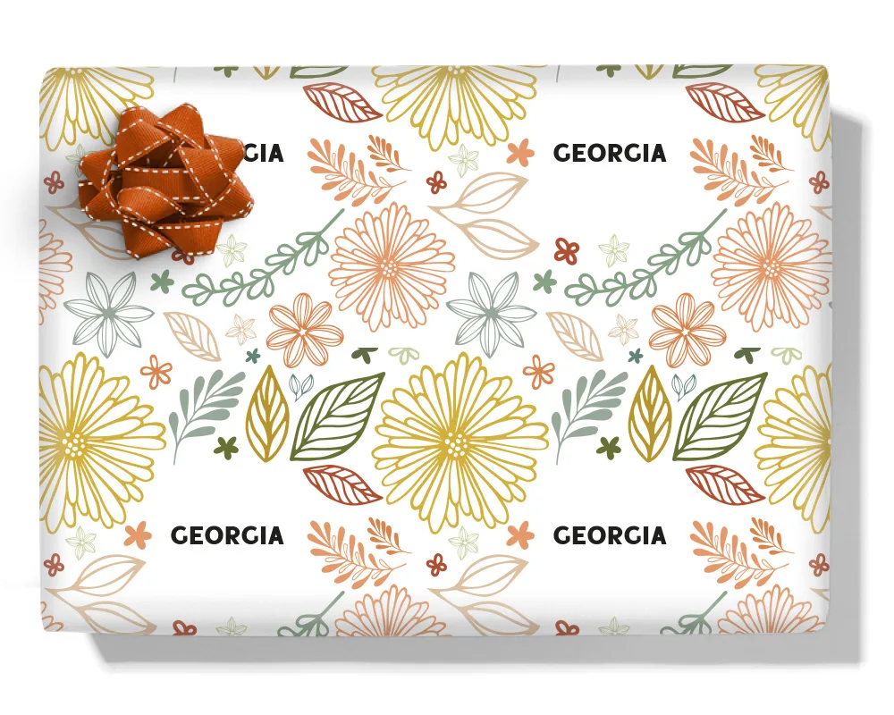 Hand Drawn Flowers Personalised Wrapping Paper