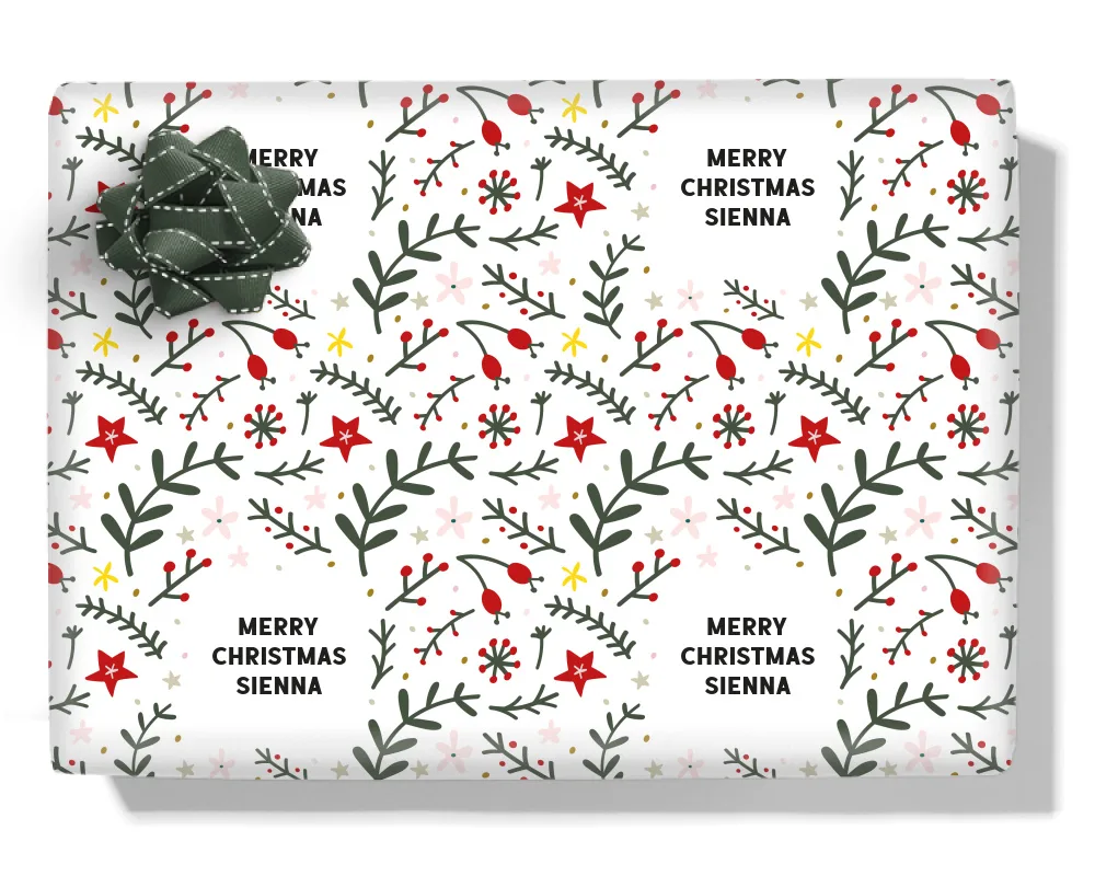 Winter Flowers Personalised Wrapping Paper