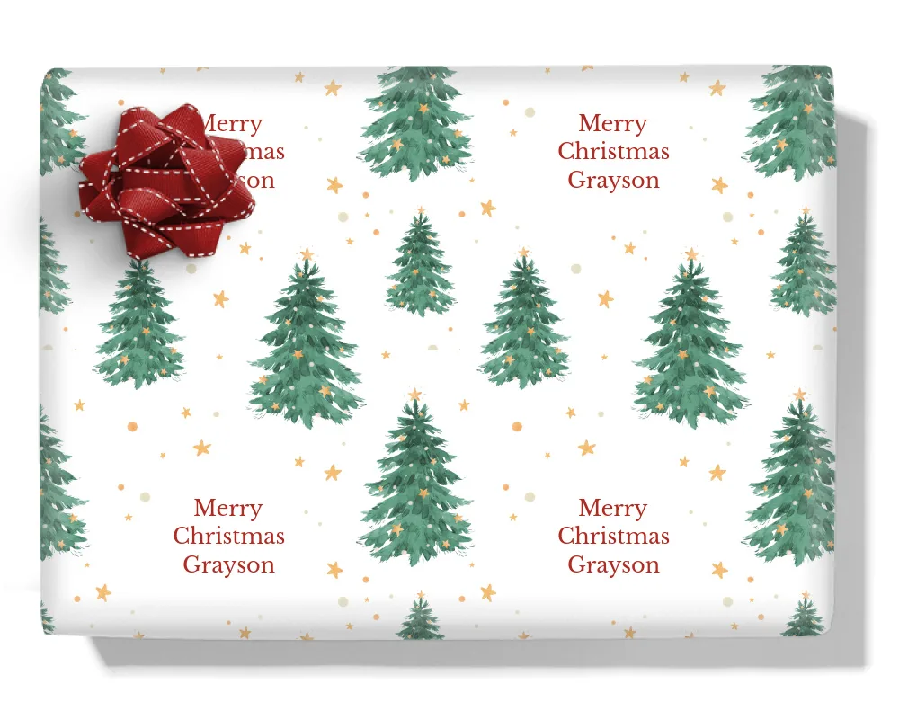 Christmas Tree Forest Personalised Wrapping Paper