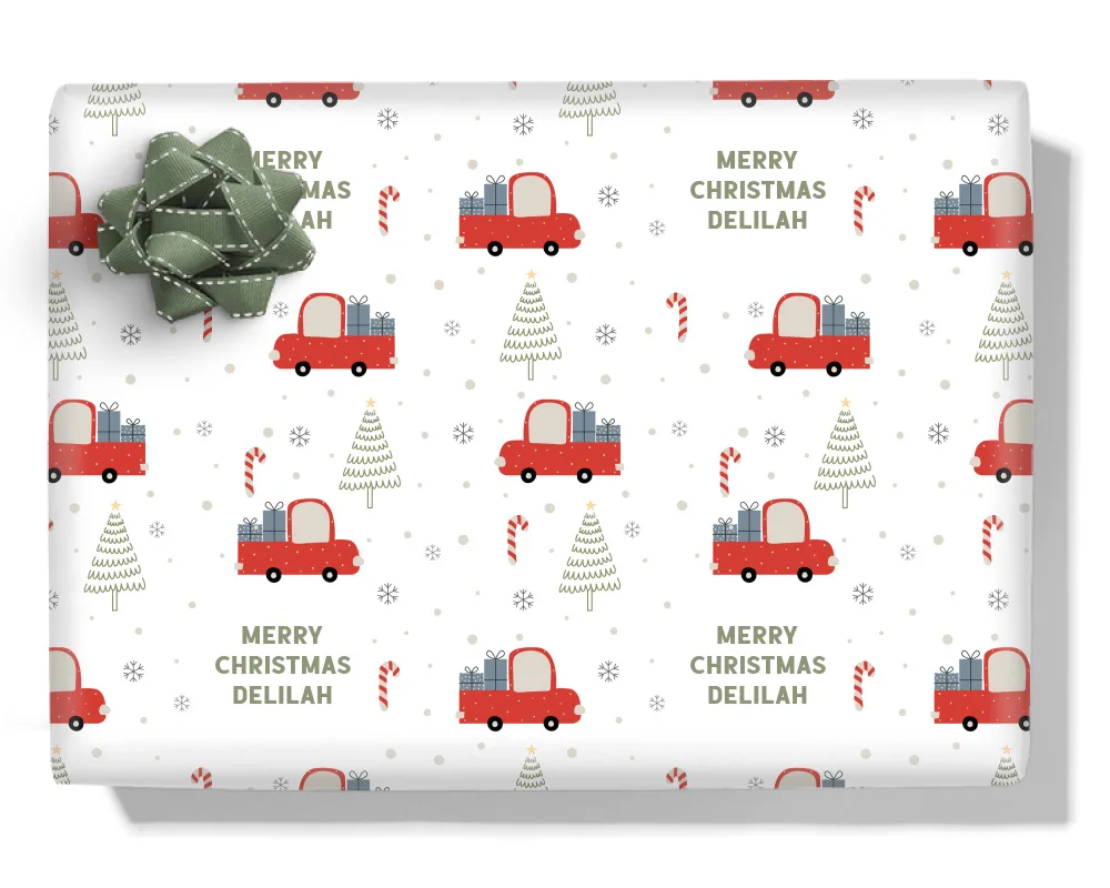Christmas Car Personalised Wrapping Paper