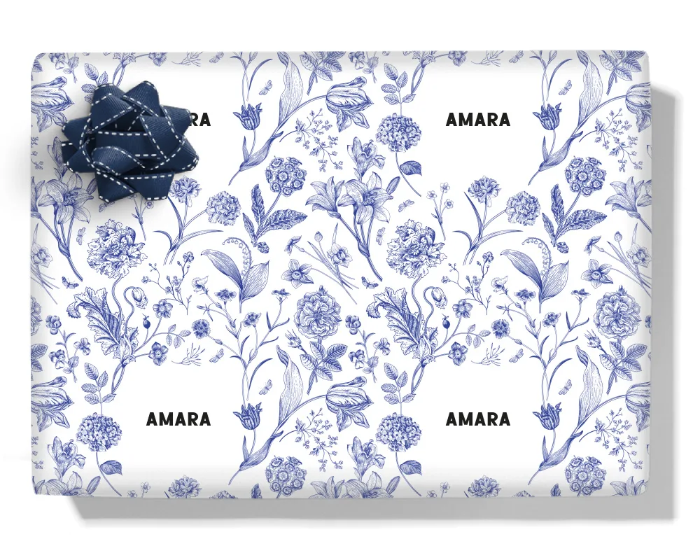 Vintage Flowers & Butterflies Personalised Wrapping Paper