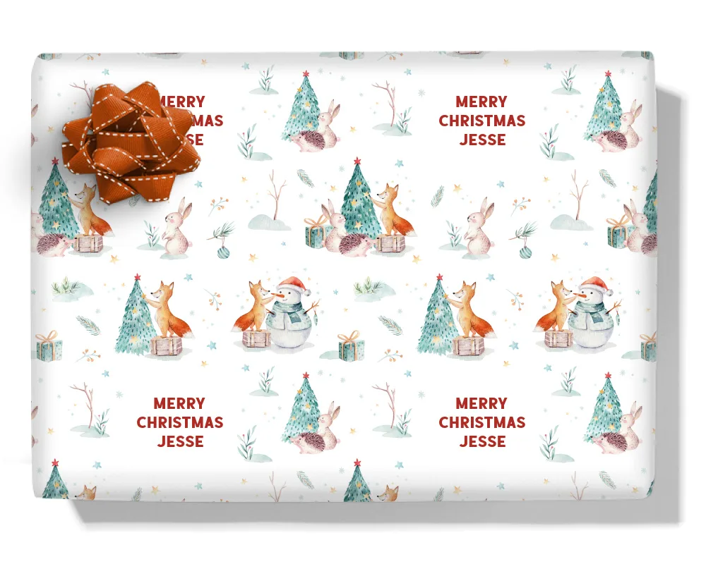 Forest Winter Animals Personalised Wrapping Paper