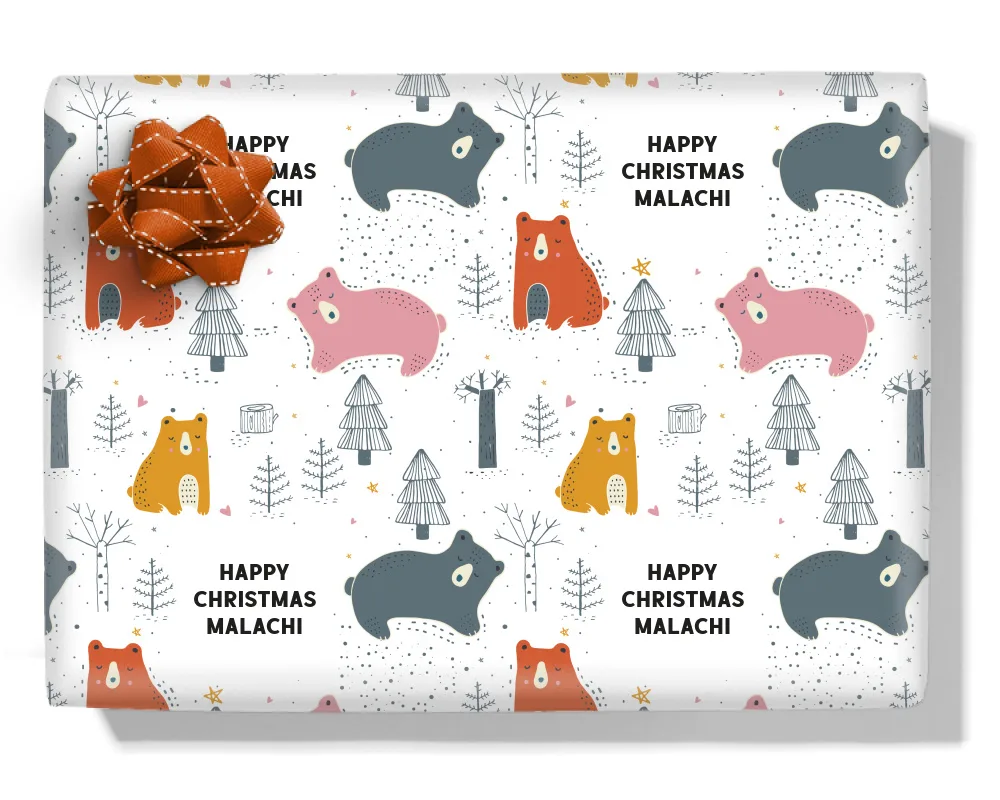 Forest Bear Personalised Wrapping Paper