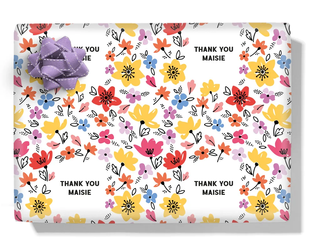 Doodle Spring Garden Personalised Wrapping Paper