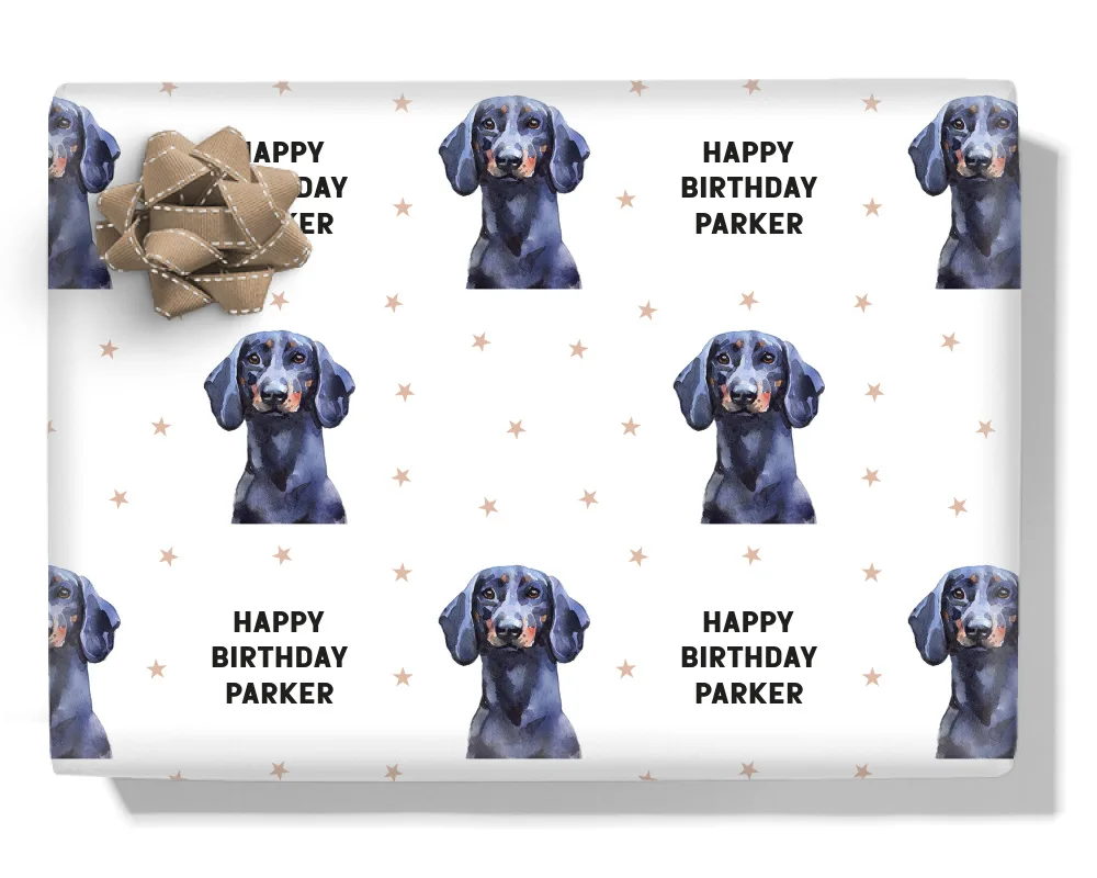 Black Dachshund Personalised Wrapping Paper