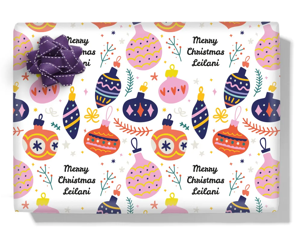 Christmas Baubles Personalised Wrapping Paper