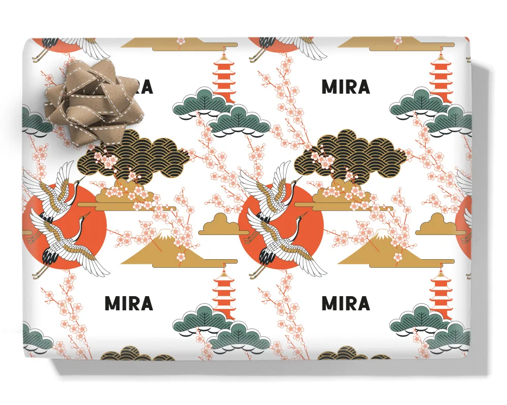 Oriental Cherry Flowers Personalised Wrapping Paper