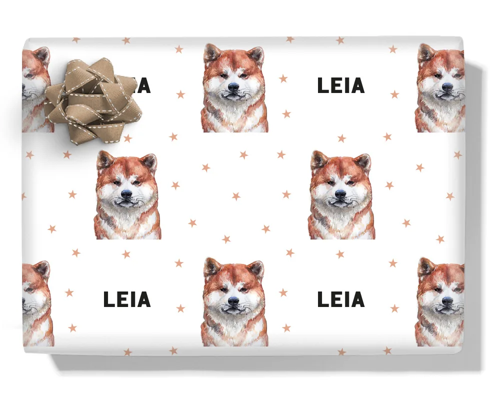 Japanese Akita Inu Personalised Wrapping Paper