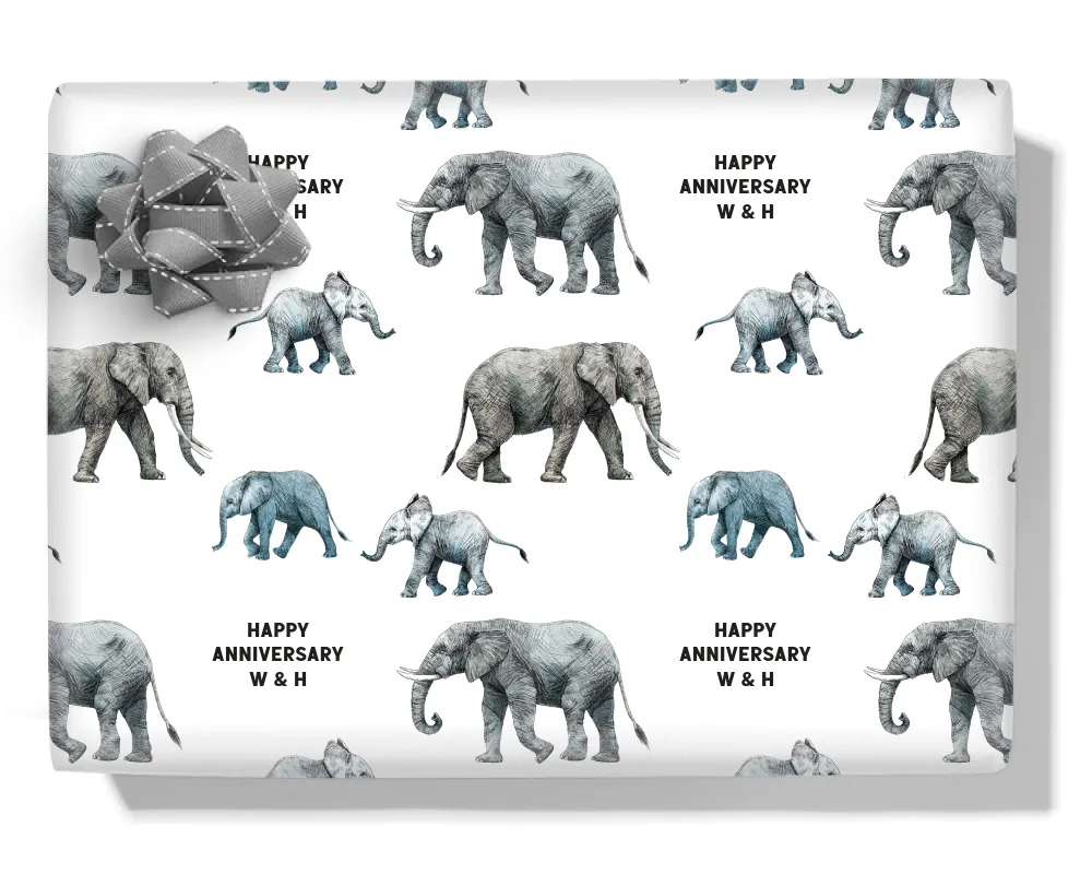 Elephant Family Personalised Wrapping Paper