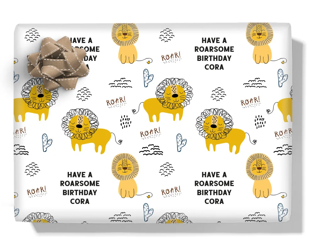 Baby Lions Personalised Wrapping Paper