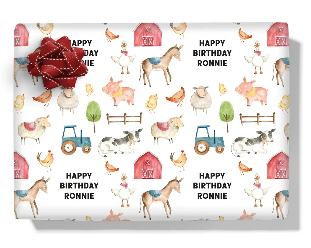 Farm Yard Personalised Wrapping Paper