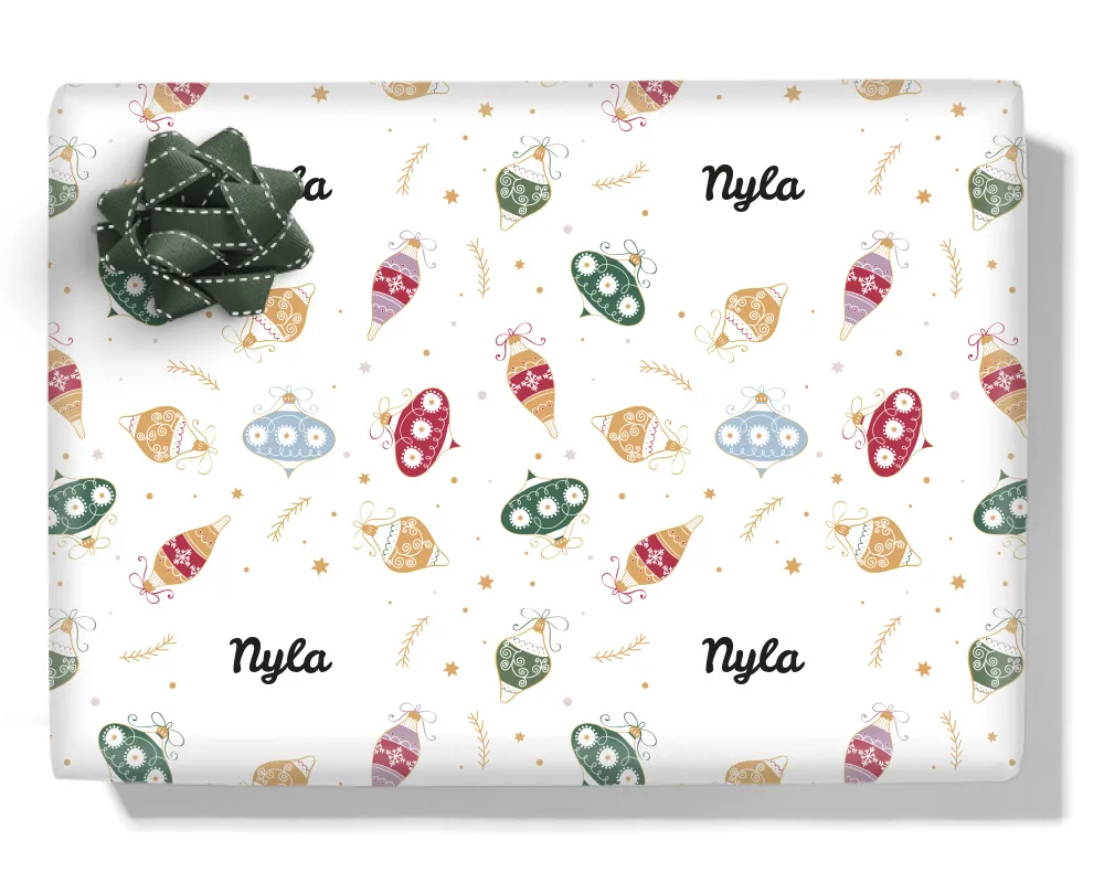 Festive Baubles Personalised Wrapping Paper