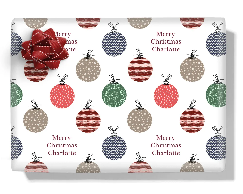 Baubles Personalised Wrapping Paper