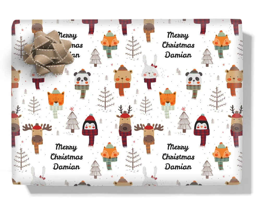 Winter Animals Personalised Wrapping Paper